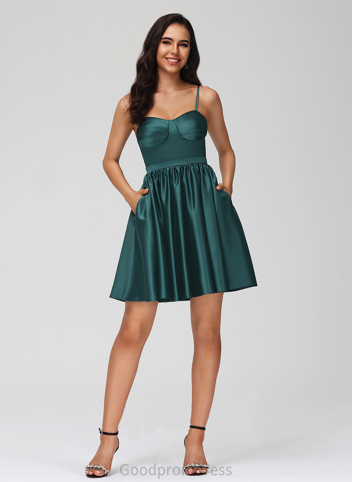 Homecoming Dresses With Short/Mini Sweetheart Satin Pockets Homecoming Dress A-Line Haylie