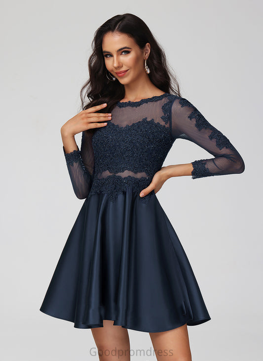 Homecoming A-Line Scoop Homecoming Dresses Kayley Neck Dress Short/Mini Lace With Satin