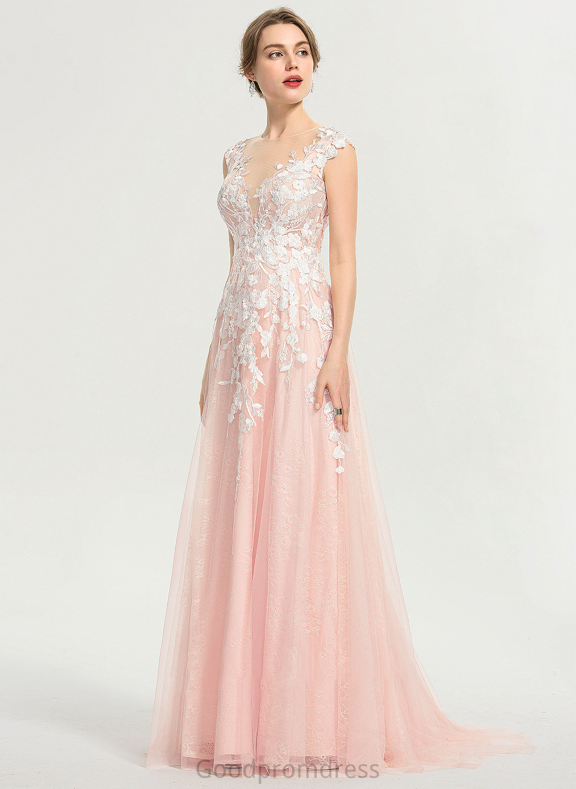 Tulle Dress Lorena Wedding Train Wedding Dresses Neck A-Line Scoop Sweep