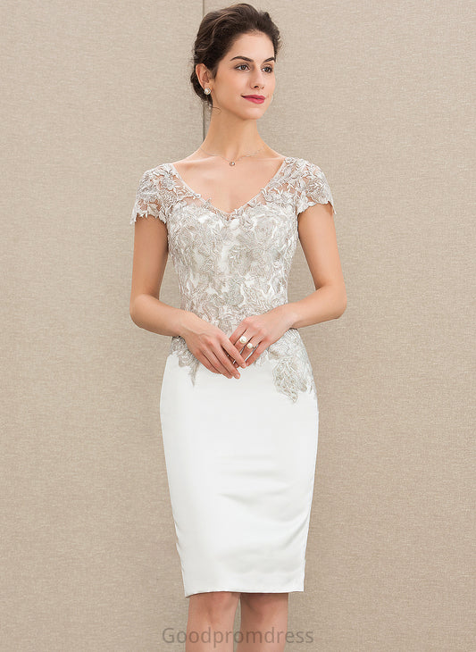 Sheath/Column Wedding Wedding Dresses Dress Annabel Lace Knee-Length V-neck Satin