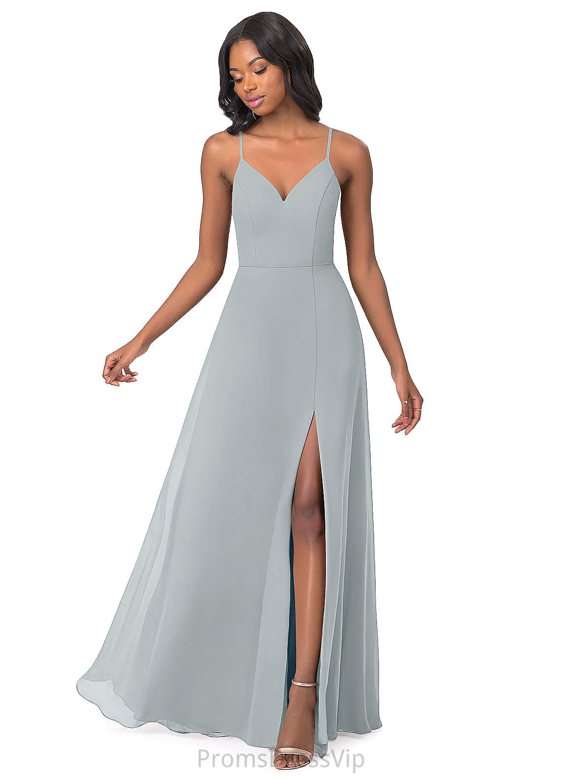 Eleanor Floor Length Natural Waist A-Line/Princess Spaghetti Staps Sleeveless Bridesmaid Dresses