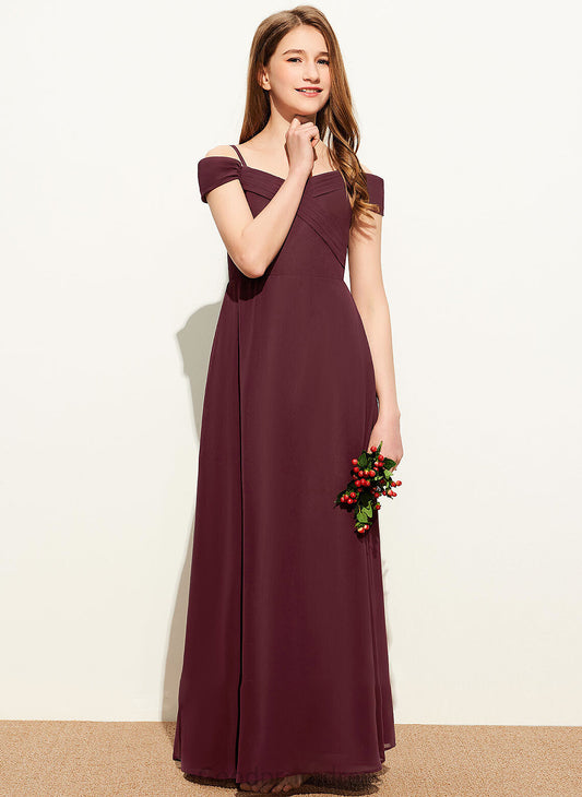 Lisa Junior Bridesmaid Dresses A-Line Off-the-Shoulder With Floor-Length Chiffon Ruffle