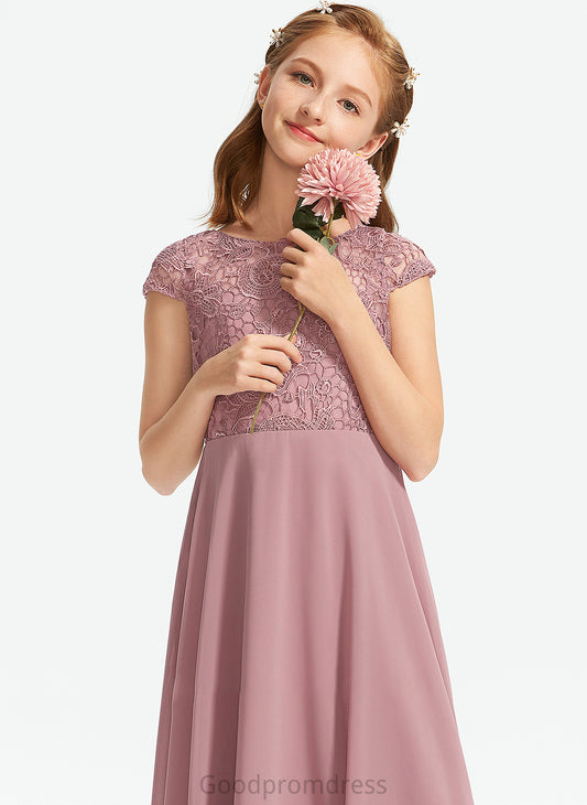 Scoop Chiffon Junior Bridesmaid Dresses Neck Lace Sam A-Line Floor-Length