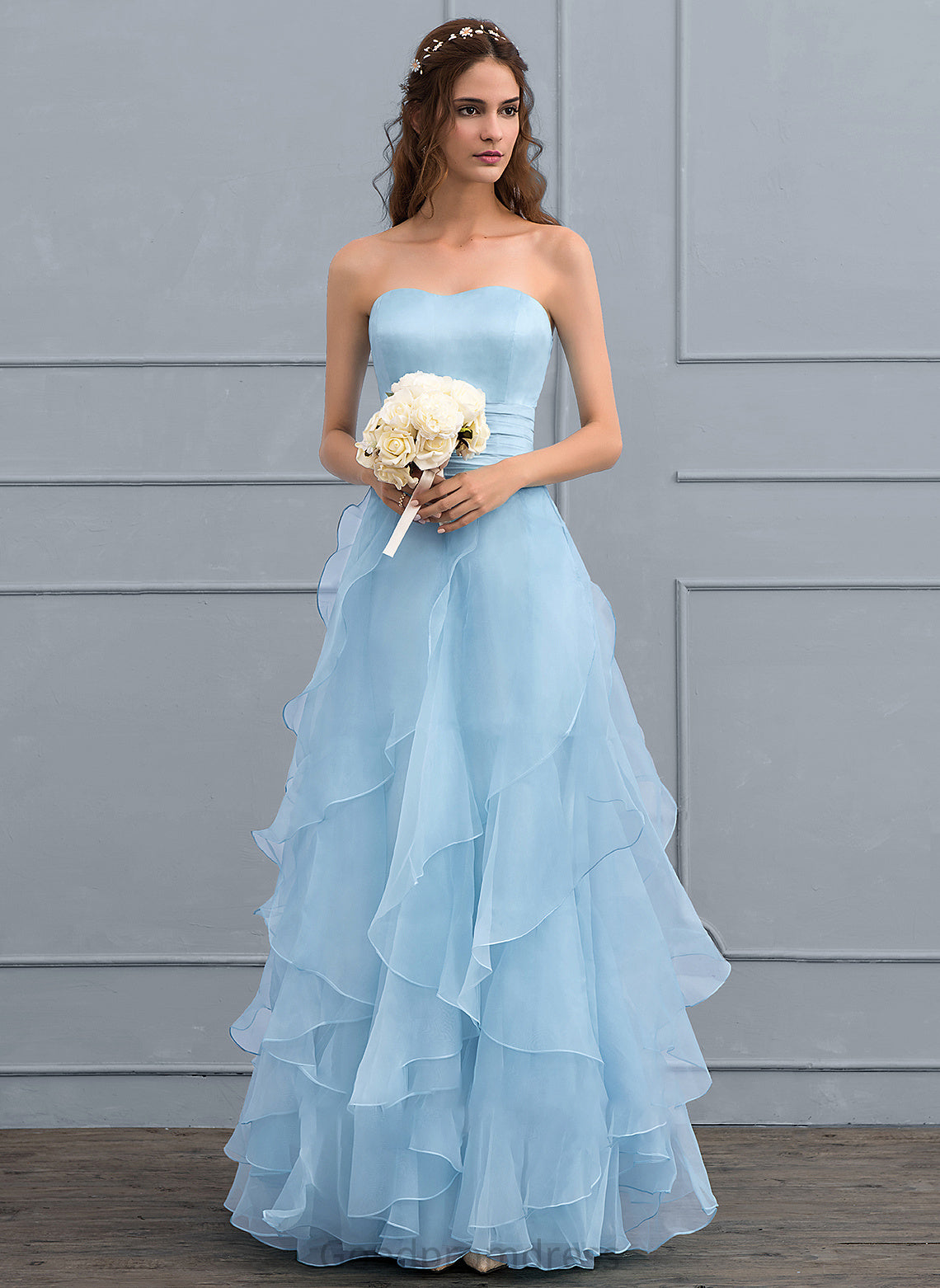 Ruffles A-Line Wedding Dresses Armani Cascading Wedding With Dress Sweetheart Floor-Length Organza