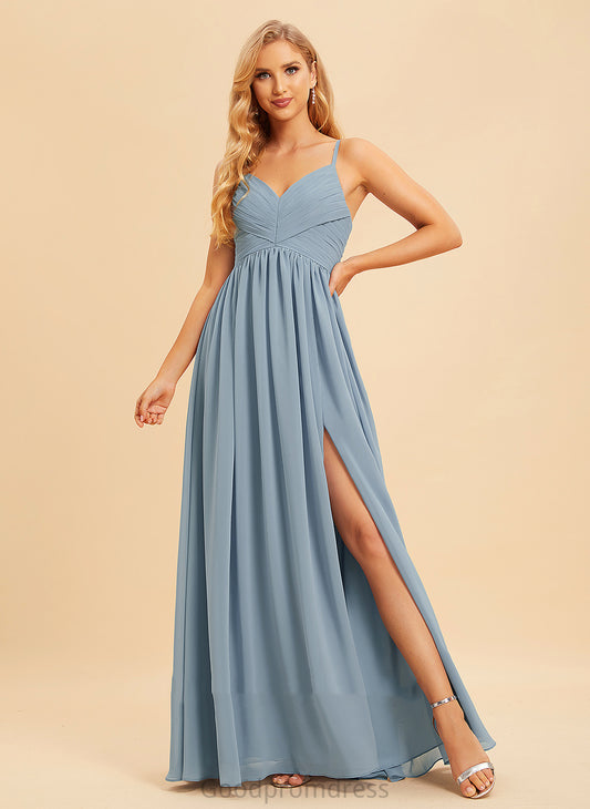 Fabric Length Floor-Length SplitFront Silhouette Embellishment Neckline A-Line V-neck Estrella A-Line/Princess Knee Length Bridesmaid Dresses