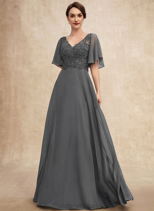 Floor-Length Mother of the Bride Dresses With Bride of Chiffon Lace A-Line Dress Sam the V-neck Beading Sequins Mother