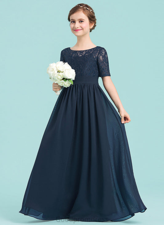 Junior Bridesmaid Dresses A-LineScoopNeckFloor-LengthChiffonJuniorBridesmaidDress#148411 Ashlynn