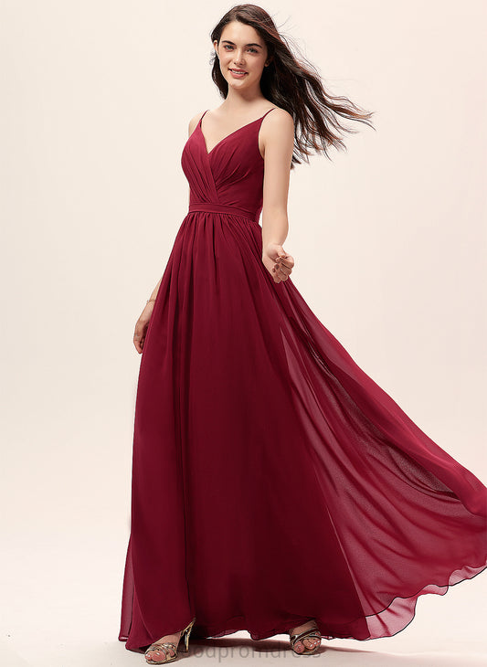 Ruffle Lace V-neck A-Line Silhouette Neckline Length Fabric Floor-Length Embellishment Aliza Scoop Bridesmaid Dresses