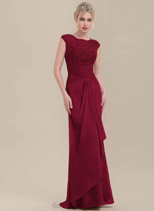 Floor-Length CascadingRuffles Neckline Silhouette Length Fabric Embellishment ScoopNeck Sheath/Column Fatima A-Line/Princess Straps Bridesmaid Dresses