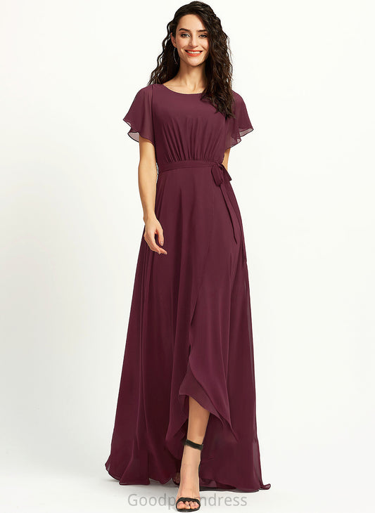 Kasey Prom Dresses Asymmetrical With Neck Ruffle A-Line Scoop