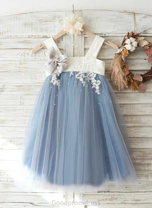 Knee-length Girl - Sleeveless Tulle/Lace Straps Dress Flower Flower Girl Dresses A-Line Caylee