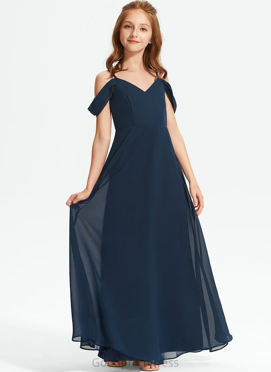 Chiffon Virginia Off-the-Shoulder Junior Bridesmaid Dresses A-Line Floor-Length