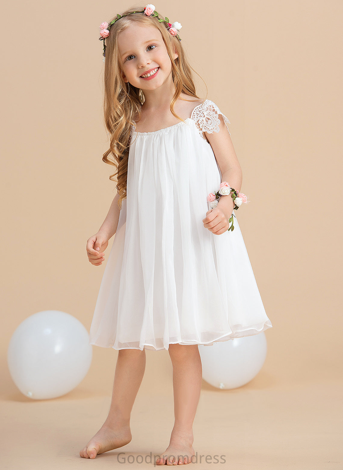 Scoop Neck Sleeveless Kelly Girl - Flower Girl Dresses Lace With Dress Flower Tea-length Chiffon A-Line/Princess