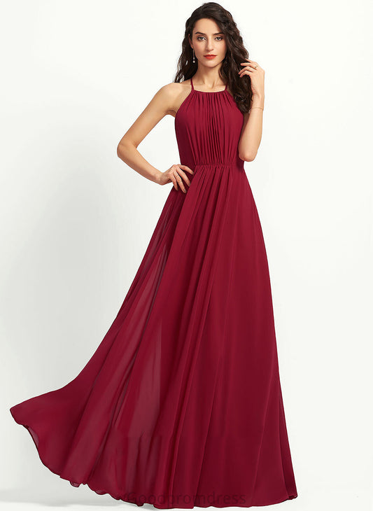 Fabric ScoopNeck Length Floor-Length Ruffle Embellishment Silhouette A-Line Neckline Krista Sleeveless Off The Shoulder Bridesmaid Dresses