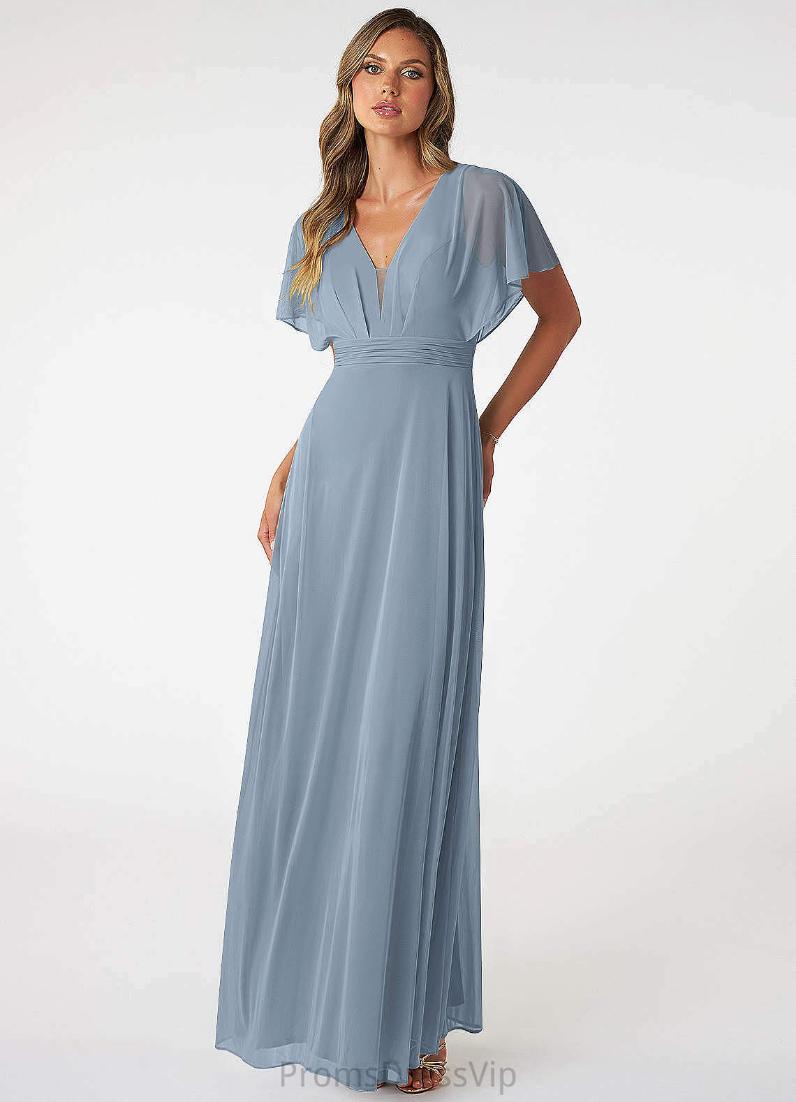 Makena Halter Floor Length A-Line/Princess Sleeveless Natural Waist Bridesmaid Dresses