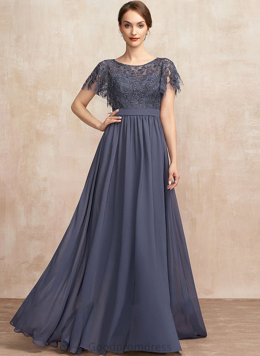 Scoop Mother Mother of the Bride Dresses Lace Sequins Sasha Neck Floor-Length A-Line With the Bride of Dress Chiffon