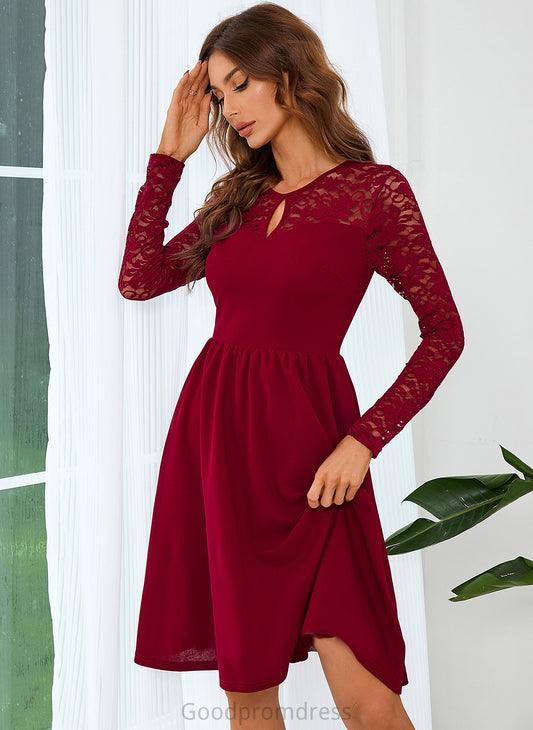 Neck Round Dresses Lucinda A-line Lace Sleeves Club Dresses Blends Long Cotton Mini Elegant