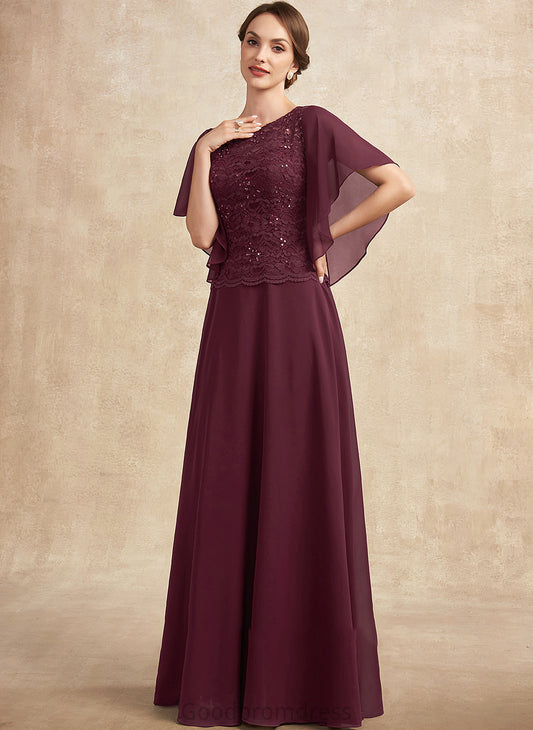 Lace Dress of Scoop Mother With Mother of the Bride Dresses the Bride Sequins A-Line Cristal Chiffon Floor-Length Neck