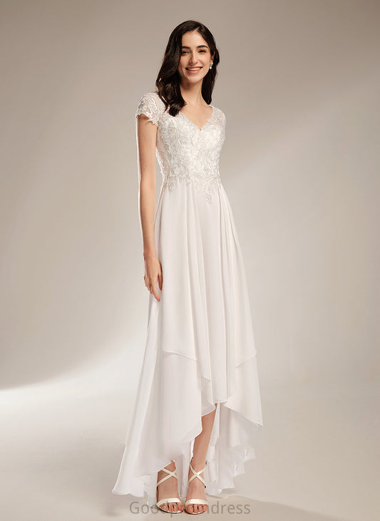 Dress Asymmetrical A-Line Wedding Dresses Summer Wedding Lace V-neck With