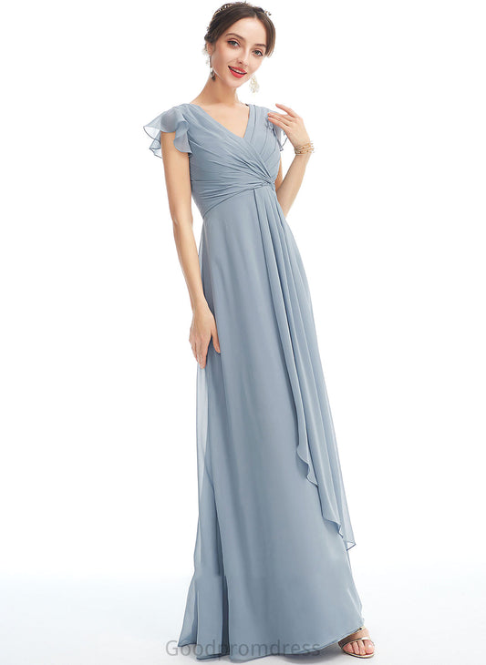 Ruffle SplitFront Neckline Embellishment A-Line Floor-Length Length V-neck Fabric Silhouette Kailey A-Line/Princess Bridesmaid Dresses