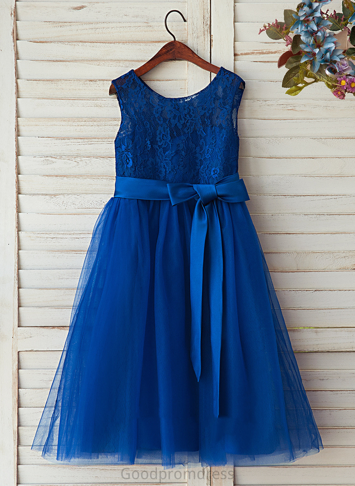 Flower Girl Dresses Satin/Tulle/Lace Flower Girl Scoop - Sleeveless A-Line Dress Neck Lesly Tea-length