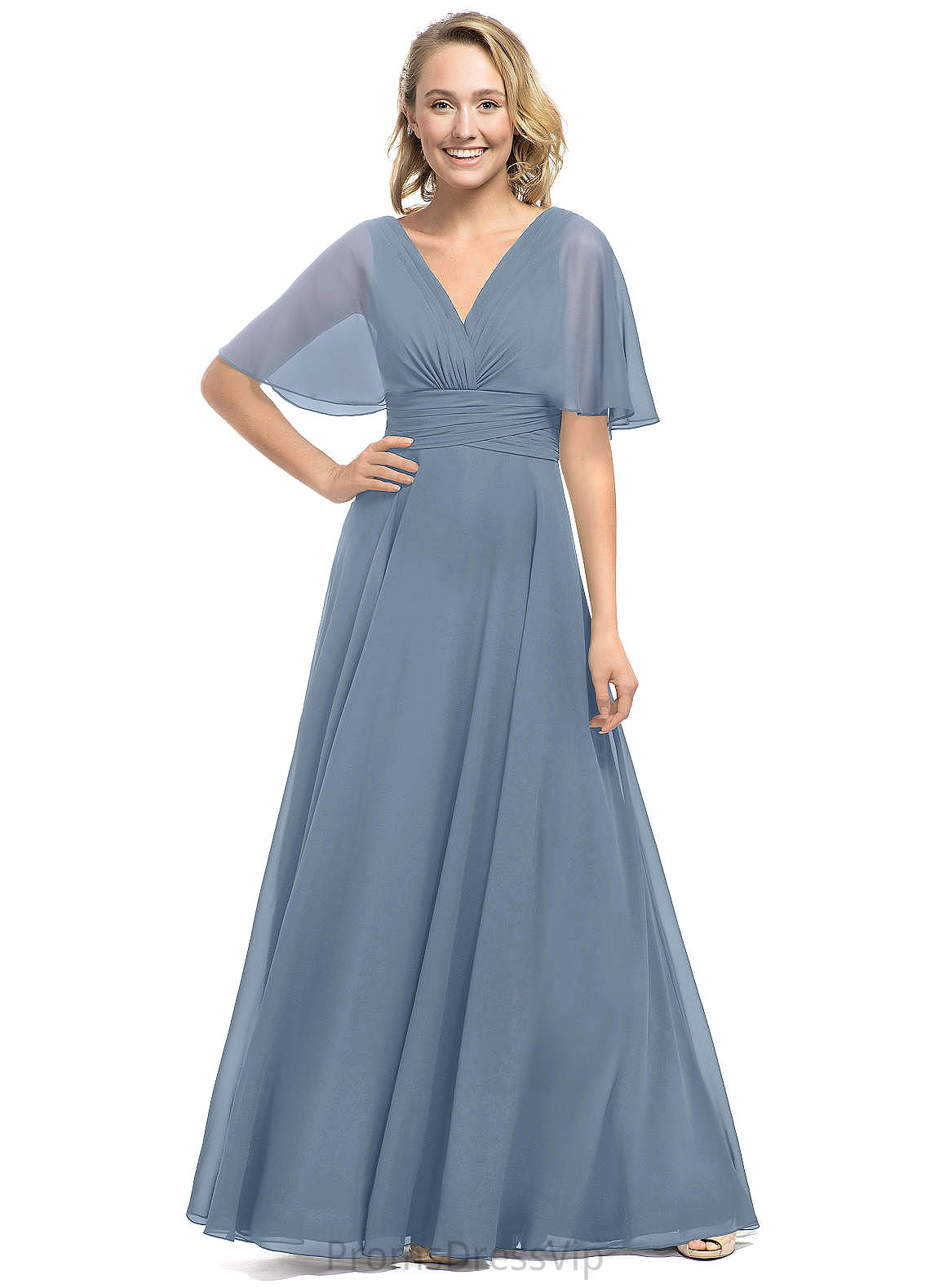 Una Sleeveless Halter Floor Length Natural Waist A-Line/Princess Bridesmaid Dresses