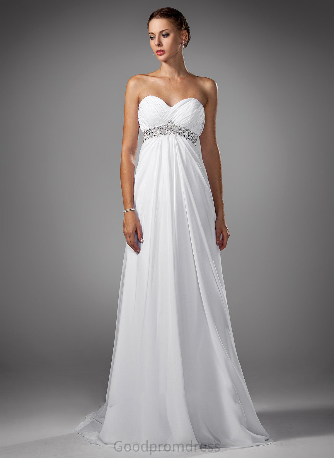 Train Ruffle Chiffon With Beading Wedding Dresses Sweep Dress Jade Wedding Empire Sweetheart