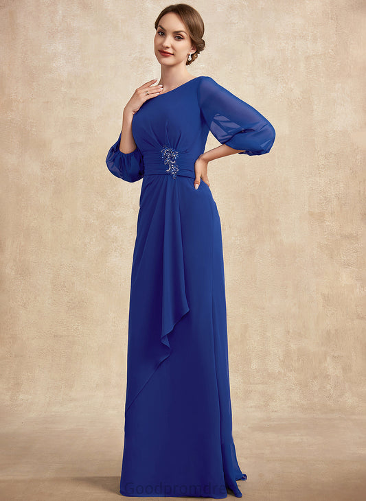 Bride Ruffle Mother the Floor-Length With Chiffon Dress A-Line Neck Scoop Mother of the Bride Dresses Beading of Annie