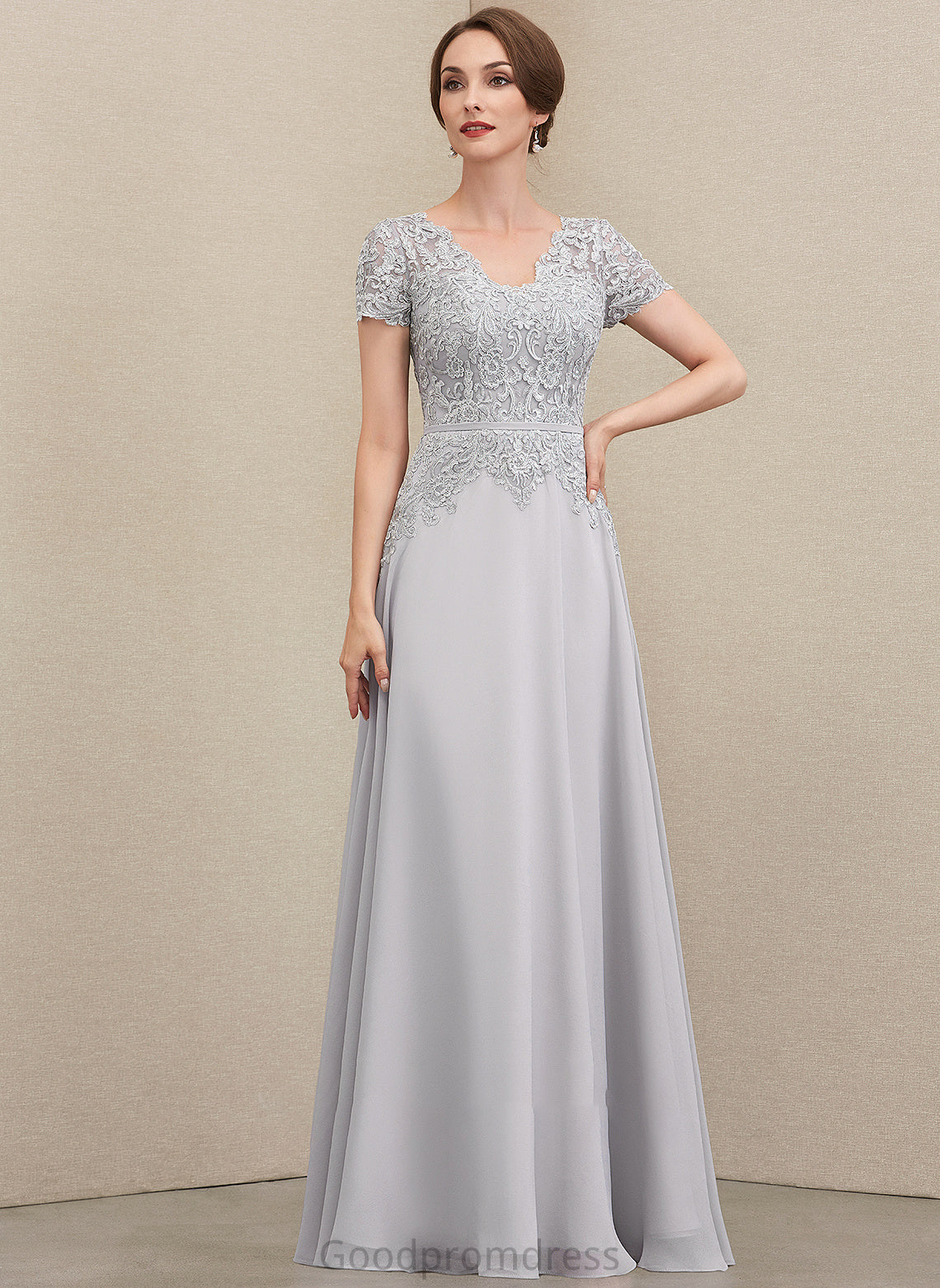 Chiffon of Lace Cheyenne A-Line Mother Floor-Length Dress With V-neck Mother of the Bride Dresses Bride the Sequins