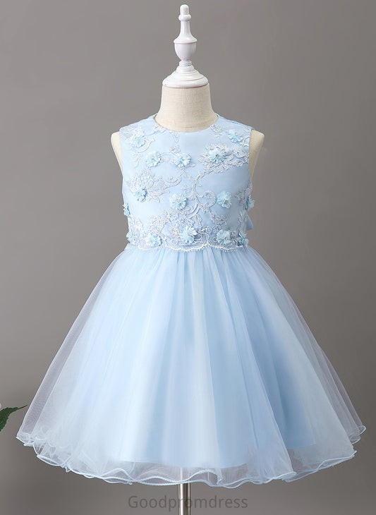 Flower Girl Dresses With Girl Flower Neck Tulle/Lace Sleeveless A-Line Dress Scoop Flower(s) Alyvia Knee-length -