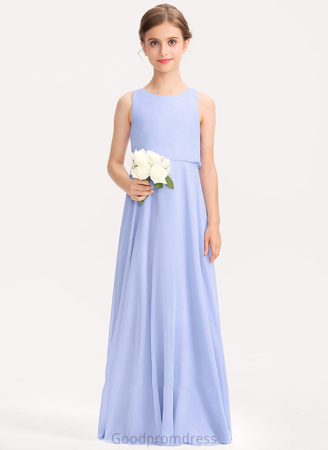 Chiffon Junior Bridesmaid Dresses A-Line Neck Floor-Length Joanne Scoop