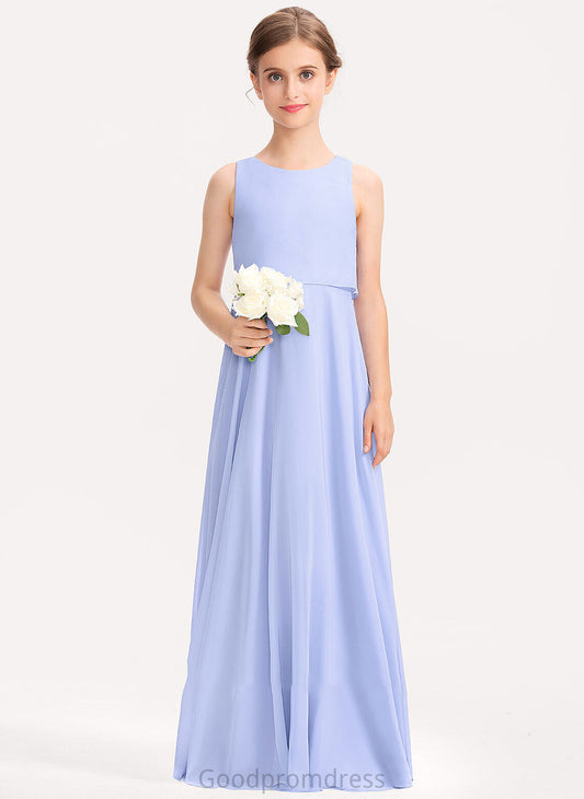 Chiffon Junior Bridesmaid Dresses A-Line Neck Floor-Length Joanne Scoop