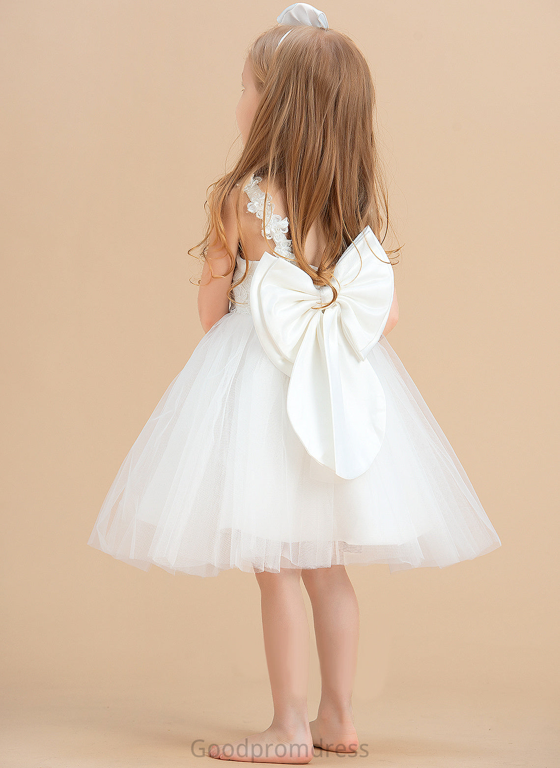 A-Line With Girl Knee-length Flower Flower Girl Dresses Scoop Sleeveless Flower(s)/V Neck Dress Iyana Back Satin/Tulle/Lace -