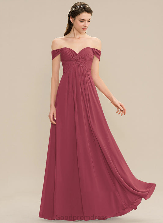 Length Neckline Off-the-Shoulder Ruffle Floor-Length Silhouette Embellishment A-Line Fabric Elliana V-Neck A-Line/Princess Bridesmaid Dresses