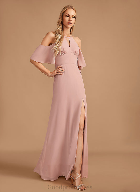 Embellishment Floor-Length Length Sheath/Column Silhouette Neckline SplitFront Fabric HighNeck Fatima A-Line/Princess Floor Length Bridesmaid Dresses