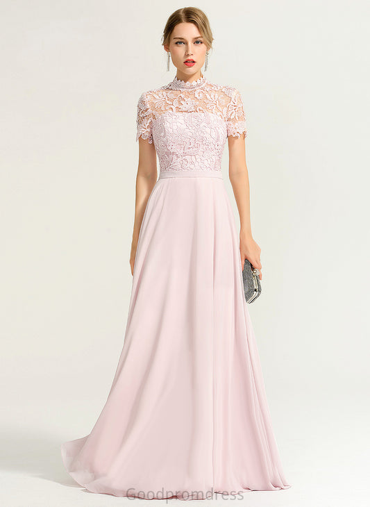 Neck Lace Floor-Length Illusion Prom Dresses Jaylene A-Line Chiffon High