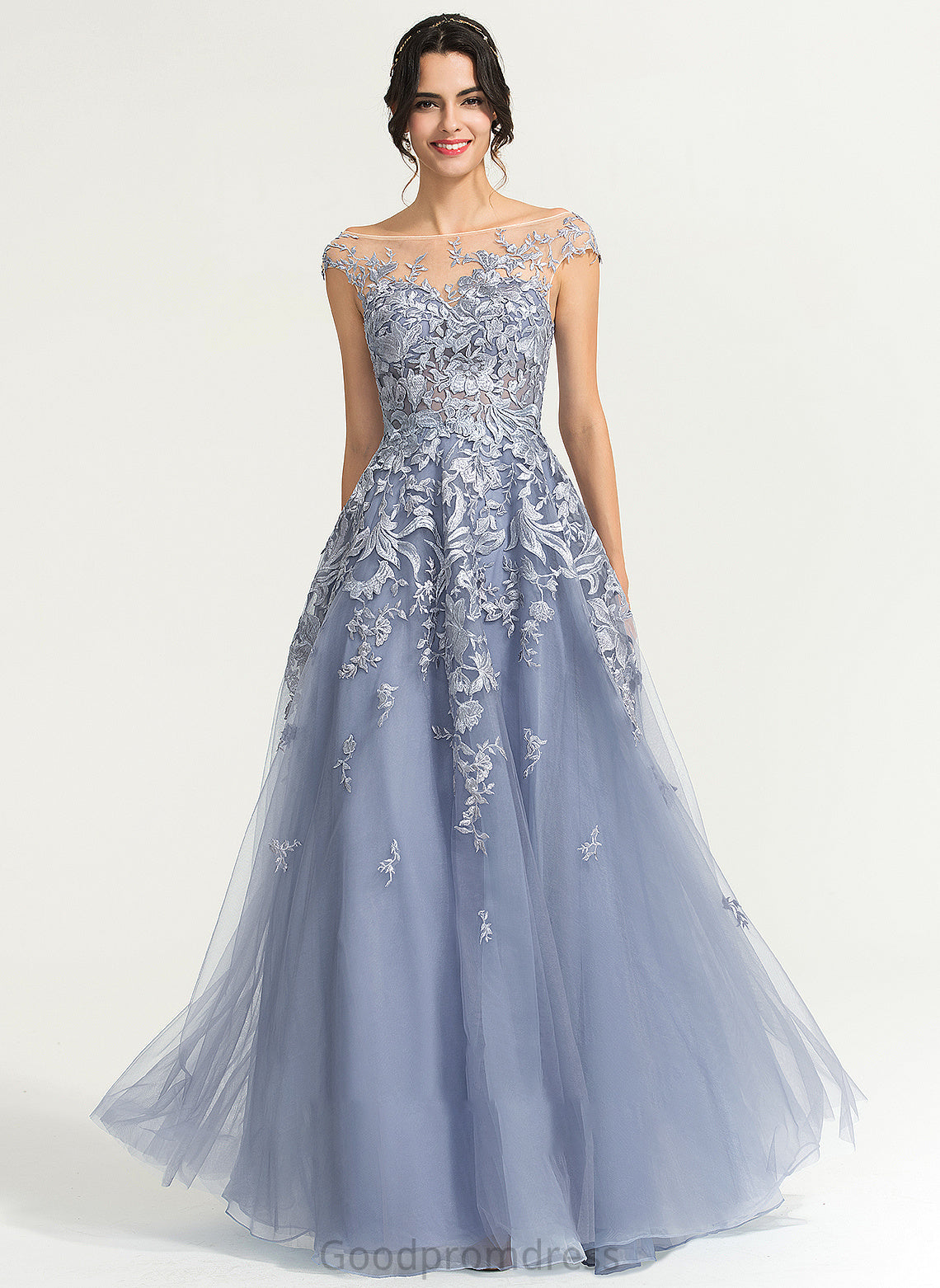 Tulle Floor-Length Scoop Ball-Gown/Princess Prom Dresses Lainey Neck