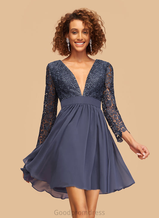 Dress With V-neck Lace Homecoming Dresses Kailey Chiffon Homecoming Short/Mini A-Line