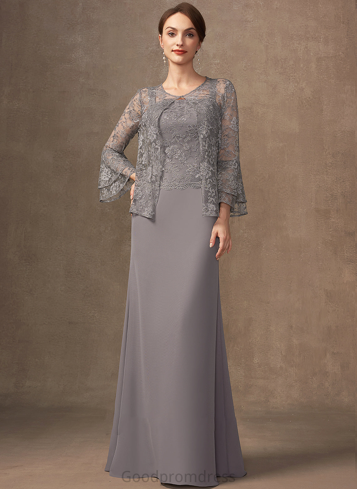 Bride of the Square Floor-Length Chiffon Mother Neckline Mother of the Bride Dresses Sheath/Column Lace Ciara Dress