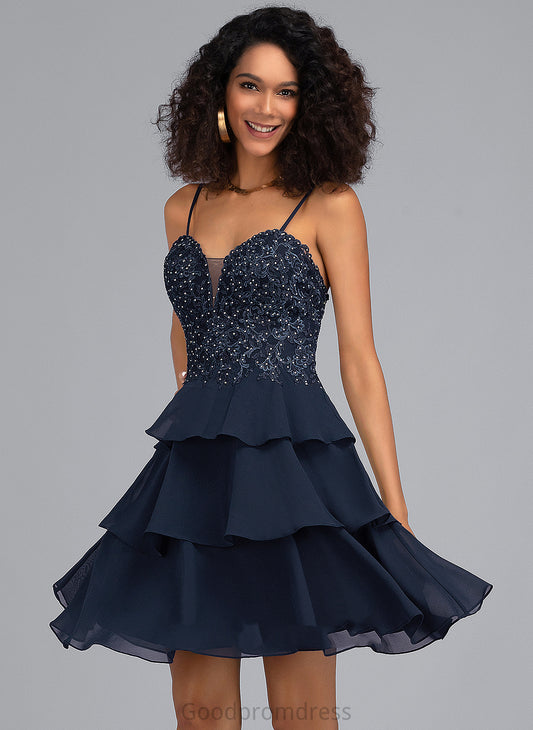 Dress Sweetheart Chiffon Homecoming Short/Mini Sequins Beading Homecoming Dresses Gabriella A-Line Lace With