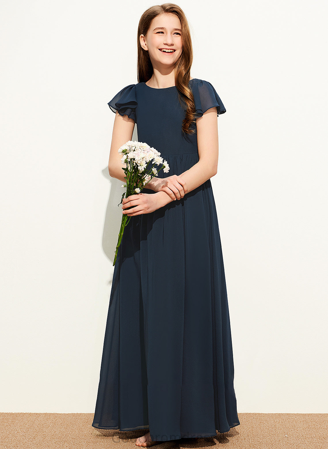 Junior Bridesmaid Dresses A-LineScoopNeckFloor-LengthChiffonJuniorBridesmaidDress#253684 Nylah