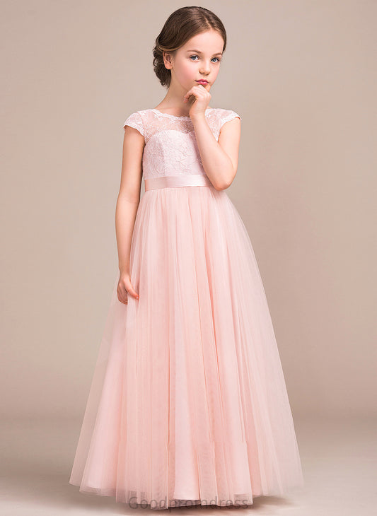 Floor-Length Junior Bridesmaid Dresses Neck A-Line Bow(s) Lace Tulle Armani Scoop With