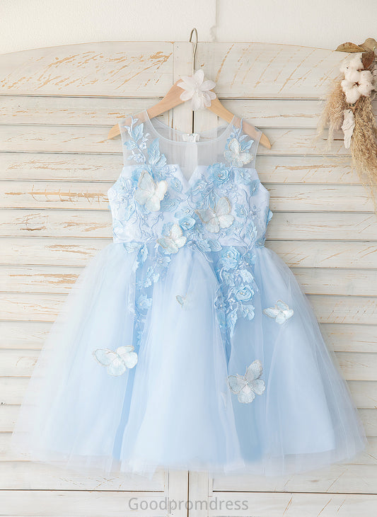 Scoop Neck Girl Flower Tulle/Lace A-Line Sleeveless Knee-length - Flower Girl Dresses Dress Marina