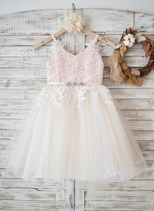 Tulle/Lace - Dress Sleeveless Straps A-Line Girl Flower Girl Dresses Rowan Knee-length Flower