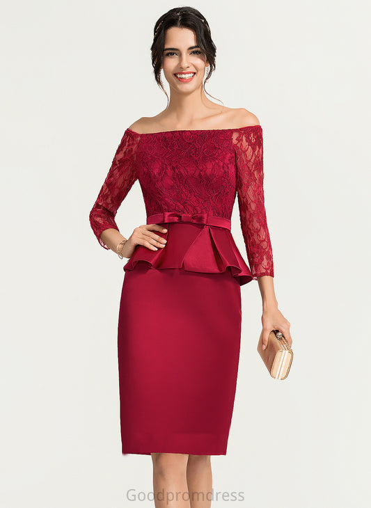 Dress Lace Off-the-Shoulder Satin Reina Knee-Length Cocktail Cocktail Dresses Sheath/Column