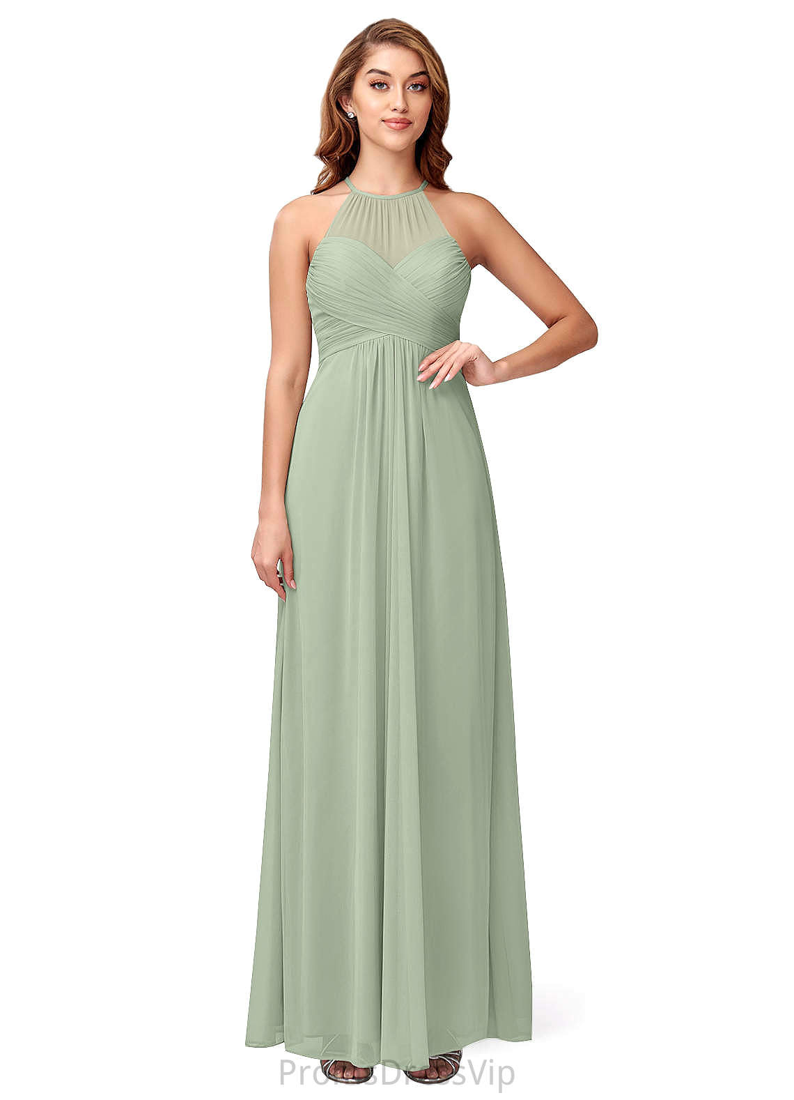 Aspen A-Line/Princess Off The Shoulder Natural Waist Sleeveless Floor Length Bridesmaid Dresses