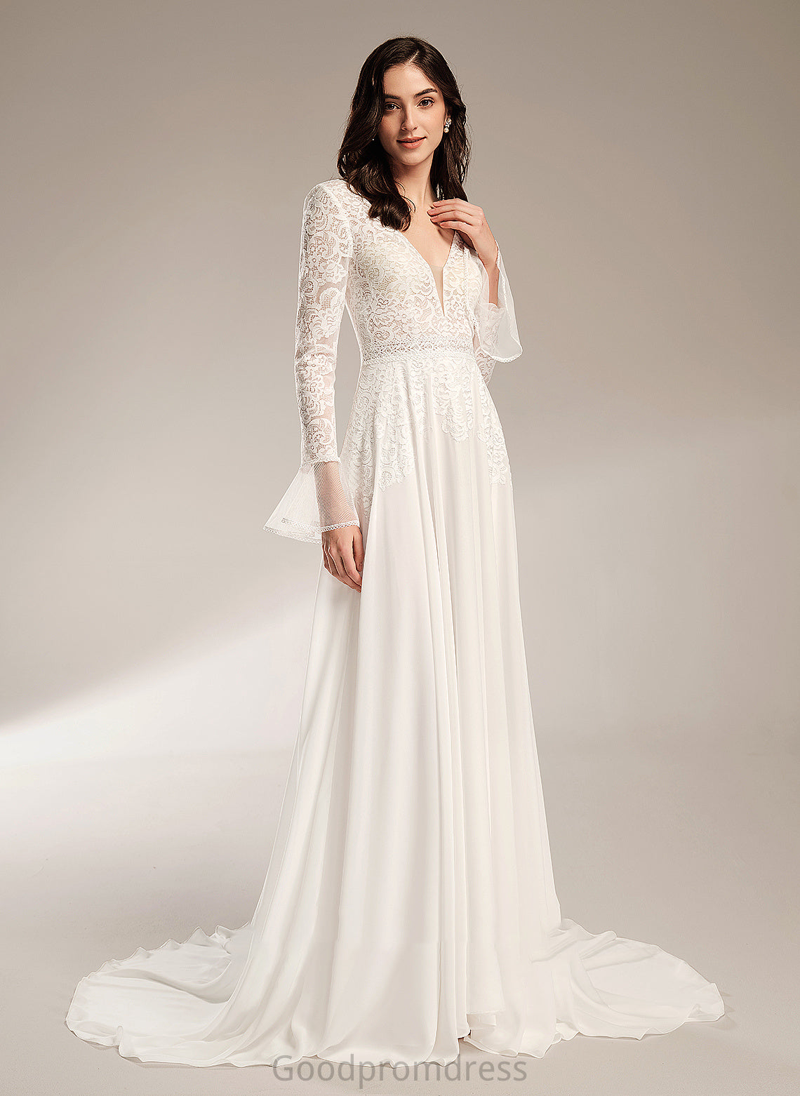 Wedding Dresses A-Line Train Wedding V-neck With Dress Charlee Ruffle Court