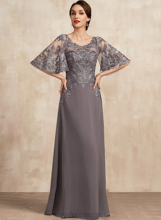 Mother of the Bride Dresses Mother Sequins Bride the Chiffon Alicia Dress A-Line Lace Floor-Length Scoop of With Neck