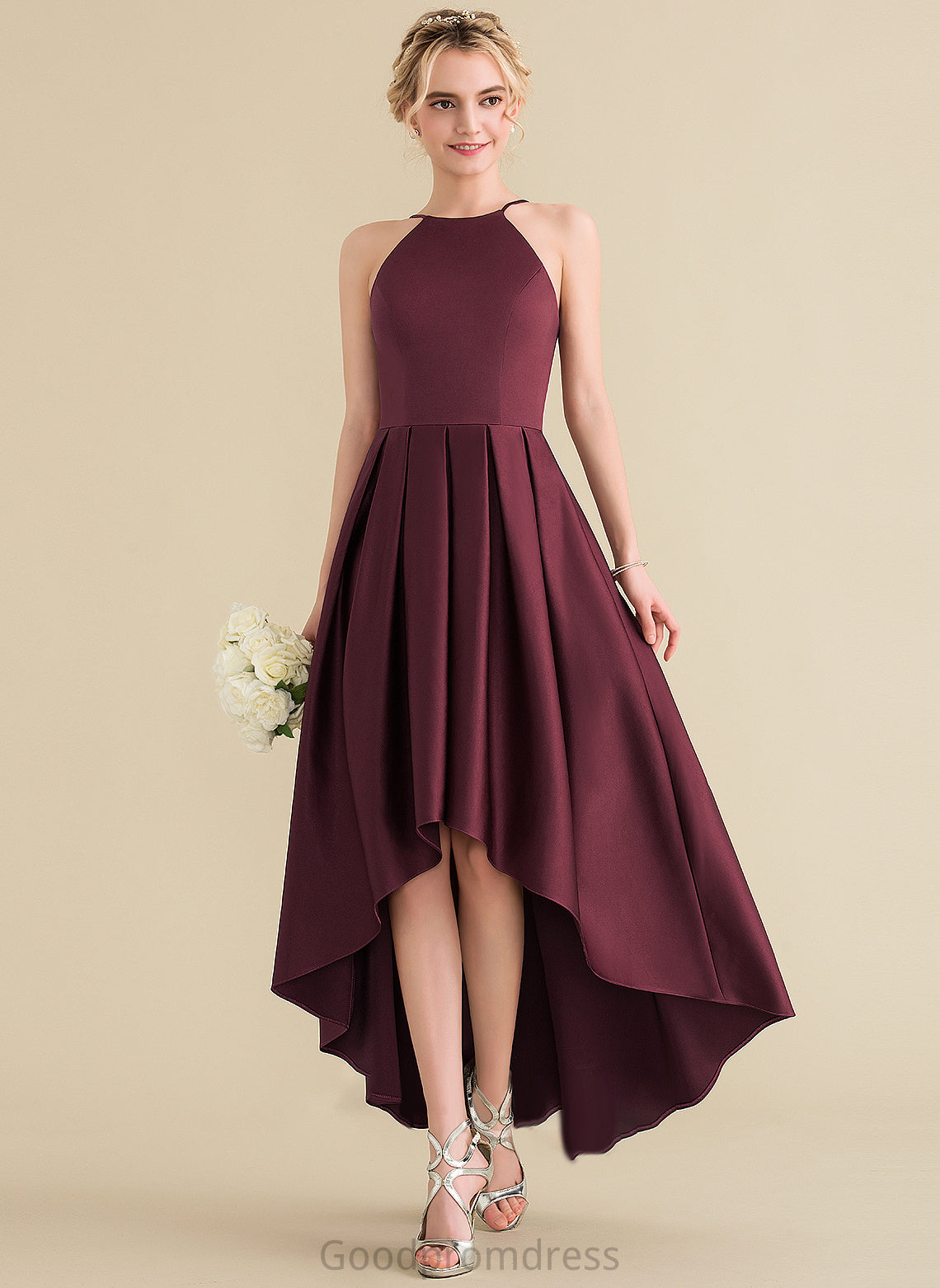 Prom Dresses With Asymmetrical Karley Ruffle Ball-Gown/Princess Neck Satin Scoop