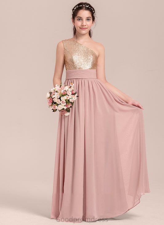 Briana Floor-Length Junior Bridesmaid Dresses A-Line One-Shoulder Ruffle With Chiffon